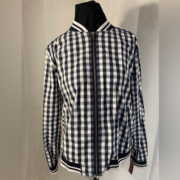 Merona Navy and White Checkered Jacket - Picture 1 of 9